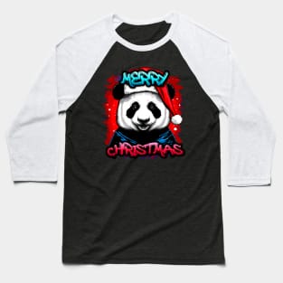 Merry Christmas Panda - Christmas Graphic Graffiti Art - Holiday Gift Baseball T-Shirt